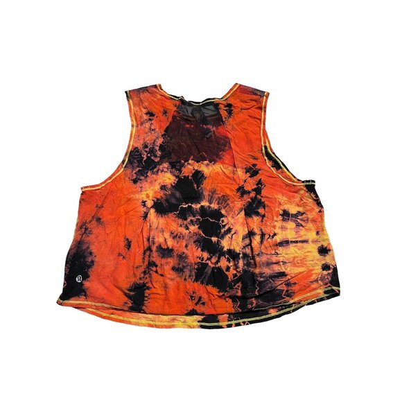 Lululemon Tie-Dyed Cropped Sculpt Tank Black Orange Size 10 Lightweight - Picture 2 of 3